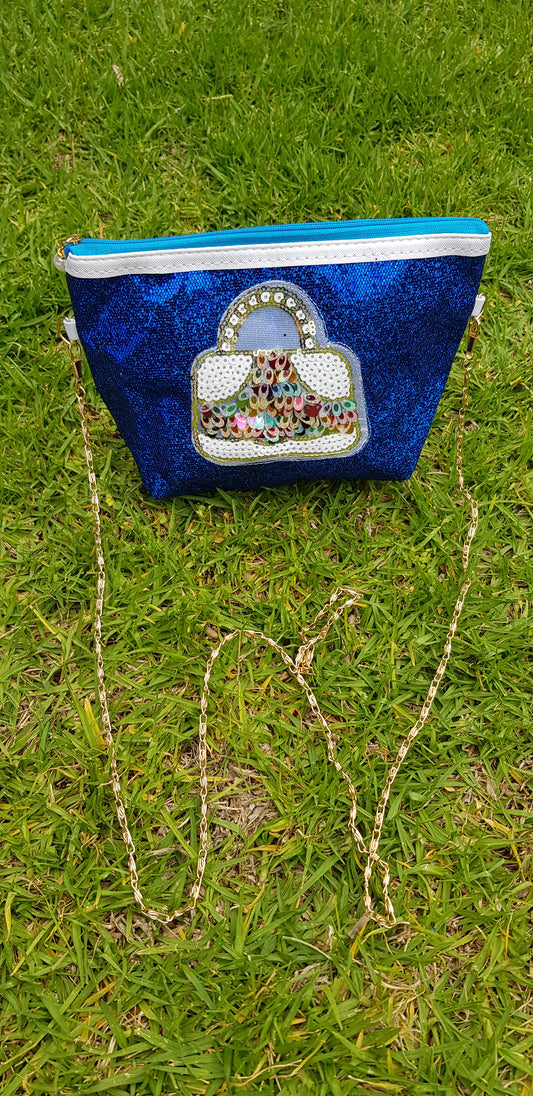 Bolsa mariconera con lentejuela azul rey