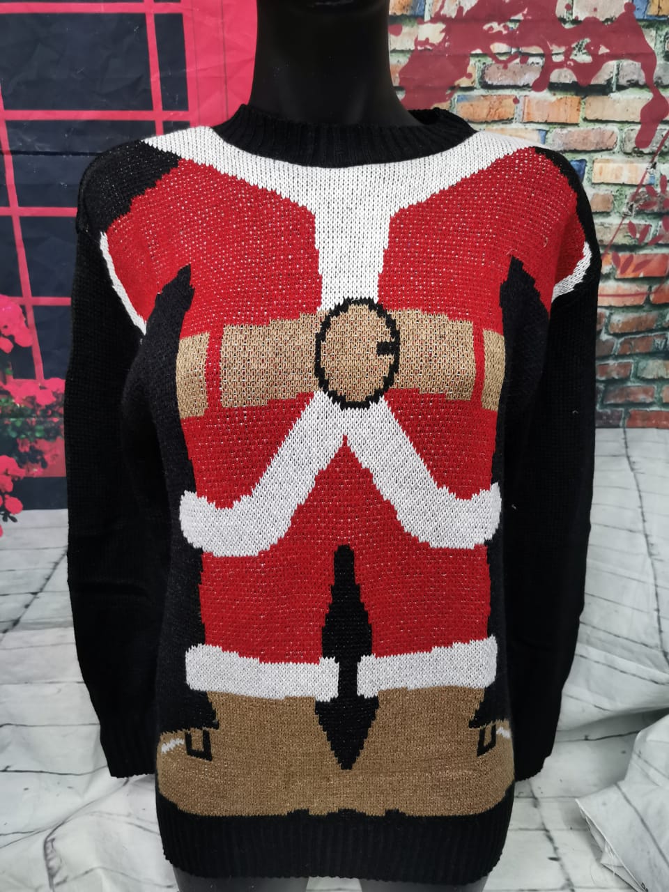 Sweter de moda navideña diseño traje de santa