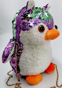 878-14 Pinguino bolsa con cadena lentejuela reversible