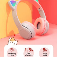 Audífonos con luz en las orejas para escuchar música Bluetooth y micrófono