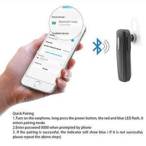 miniauriculares Bluetooth de una sola oreja, inalámbricos, manos libres, con micrófono, estéreo, para teléfono