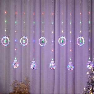 Cortina de 3 mts luces multicolor con 10 esferas coneccion de clavija a la luz 120V